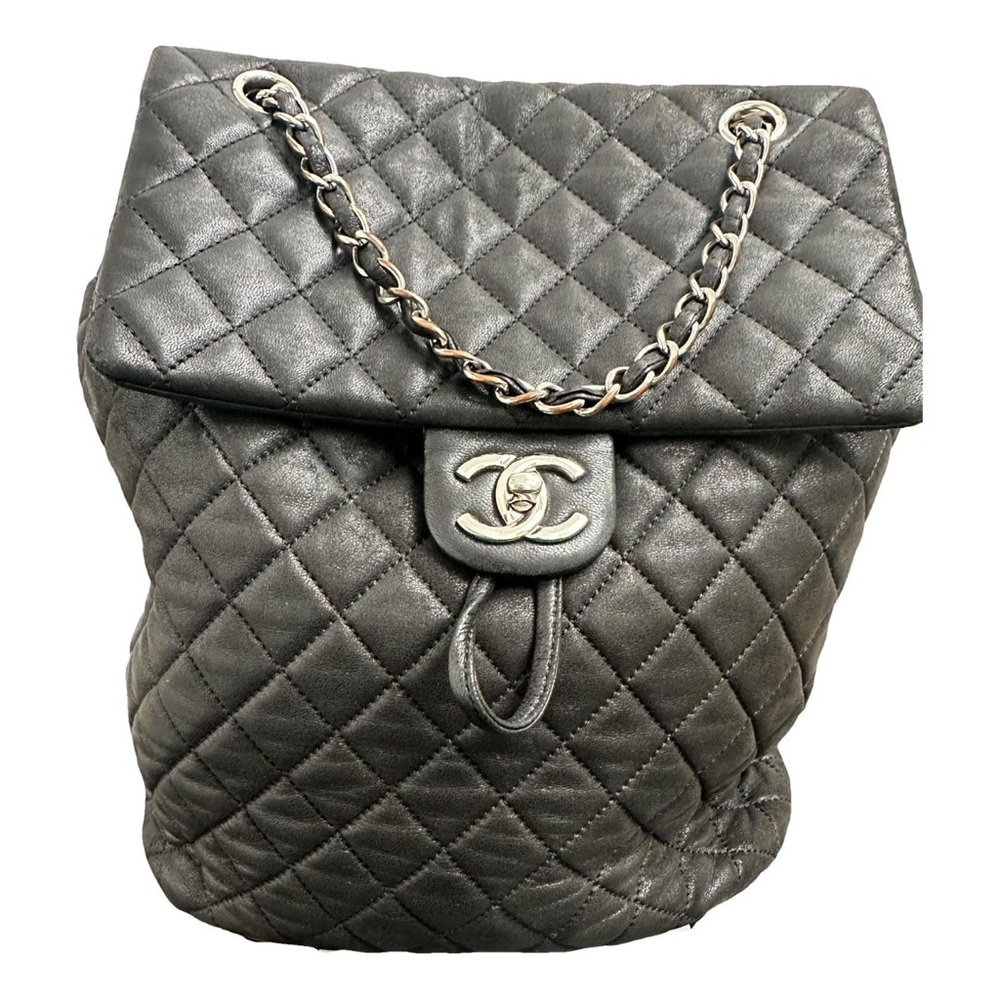 CHANEL Black Interior Leather Bagpack .